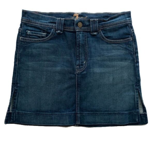 7 For All Mankind Denim Mini Skirt - Picture 1 of 8